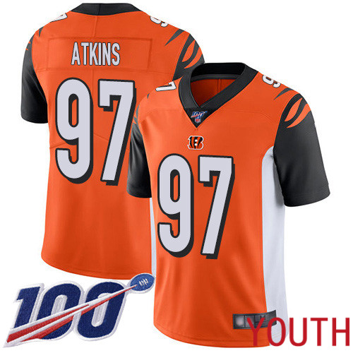 Cincinnati Bengals Limited Orange Youth Geno Atkins Alternate Jersey NFL Footballl #97 100th Season Vapor Untouchable